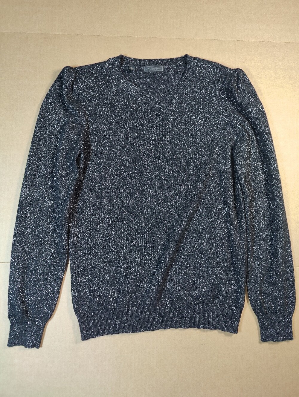 VTG Saks Fifth Avenue Black Wool Cashmere Sparkle Sweater Size M Made In Italy